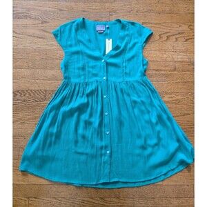 Anthropologie Vanessa Virginia Tunic Top Womens XS Kelly Green Button-Down NWT